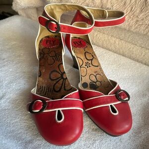 Fly London Red and White Heels